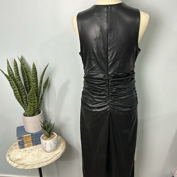 Express Body Contour Faux Leather Twist Front Midi Dress W/Built-In Shapewear Lg - Picture 8 of 13